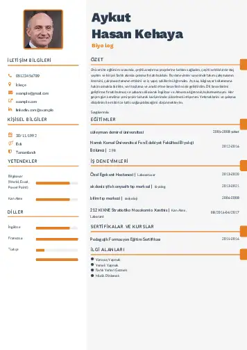 Biyolog CV Örnekleri cv indir